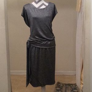 Beautiful ladies plus size silver faux wrap dress